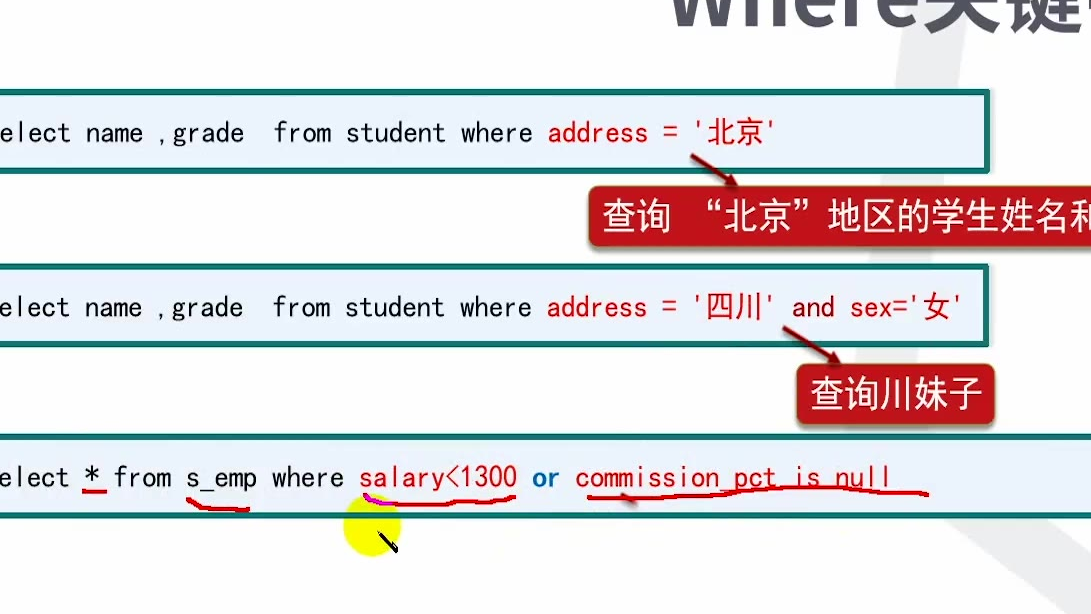 Java教程 2数据查询SQL操作 05 where关键字 学习猿地